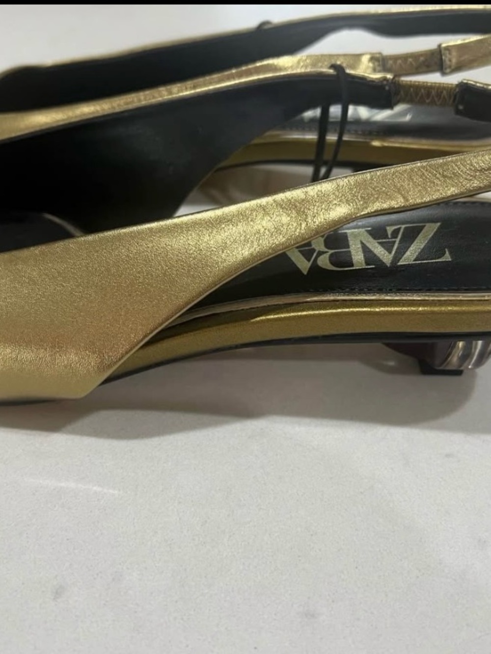 ZARA Gold Pointed Slingback Mules - Picture 3 of 3